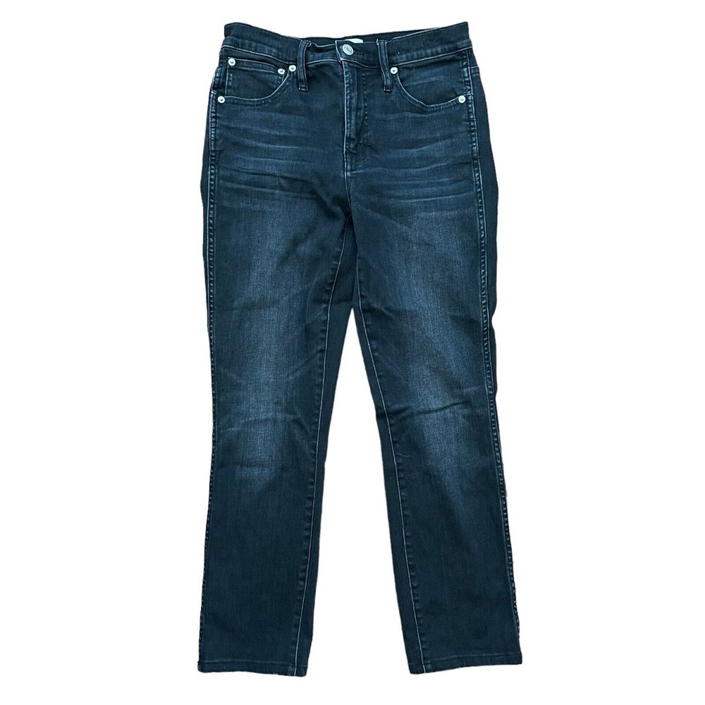 J.Crew 27 Vintage Straight Jeans Soft Black Mid Rise Stretch Basic